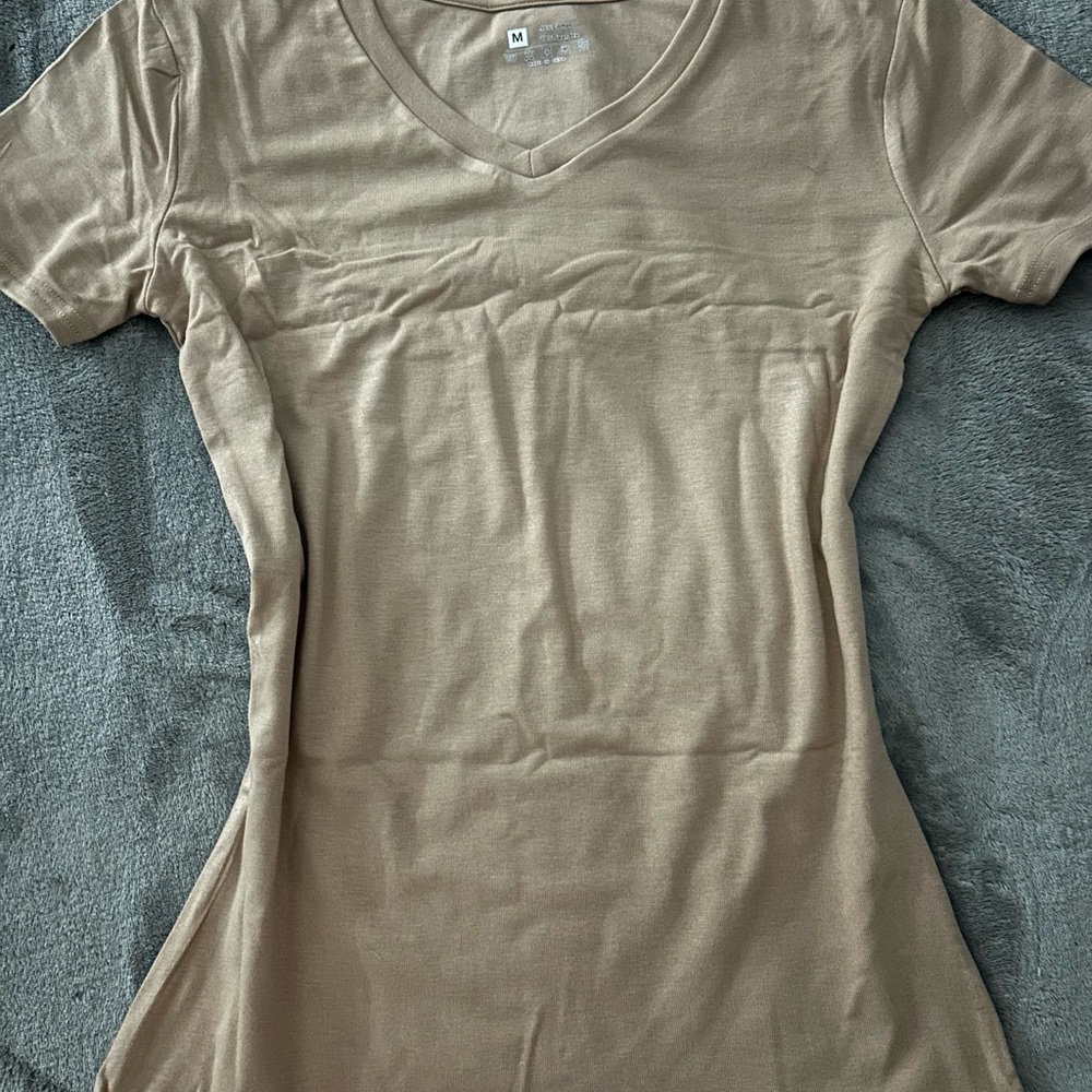 Women's Tan V-Neck Top & Bottoms